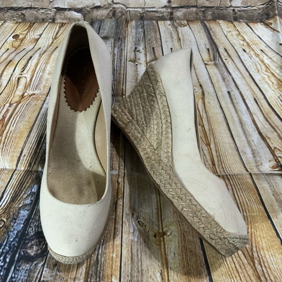 J Crew Seville 3” Espadrilles Cream Slip On Heels Womans Size 7.5 - Picture 1 of 6